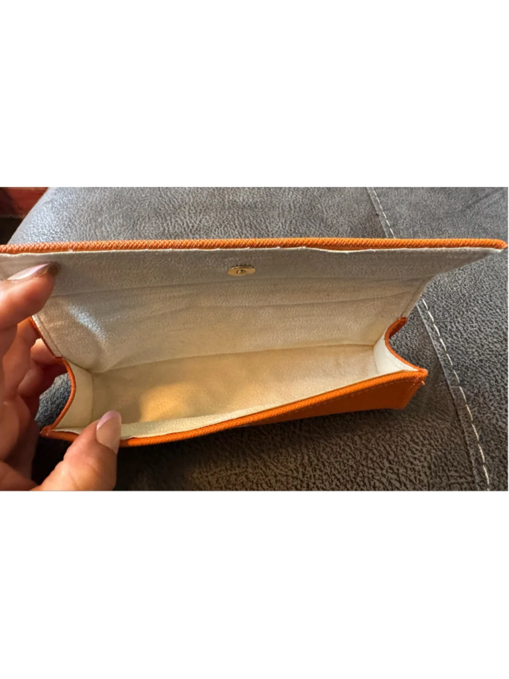 Tory Burch Orange Saffiano Leather Glasses Case